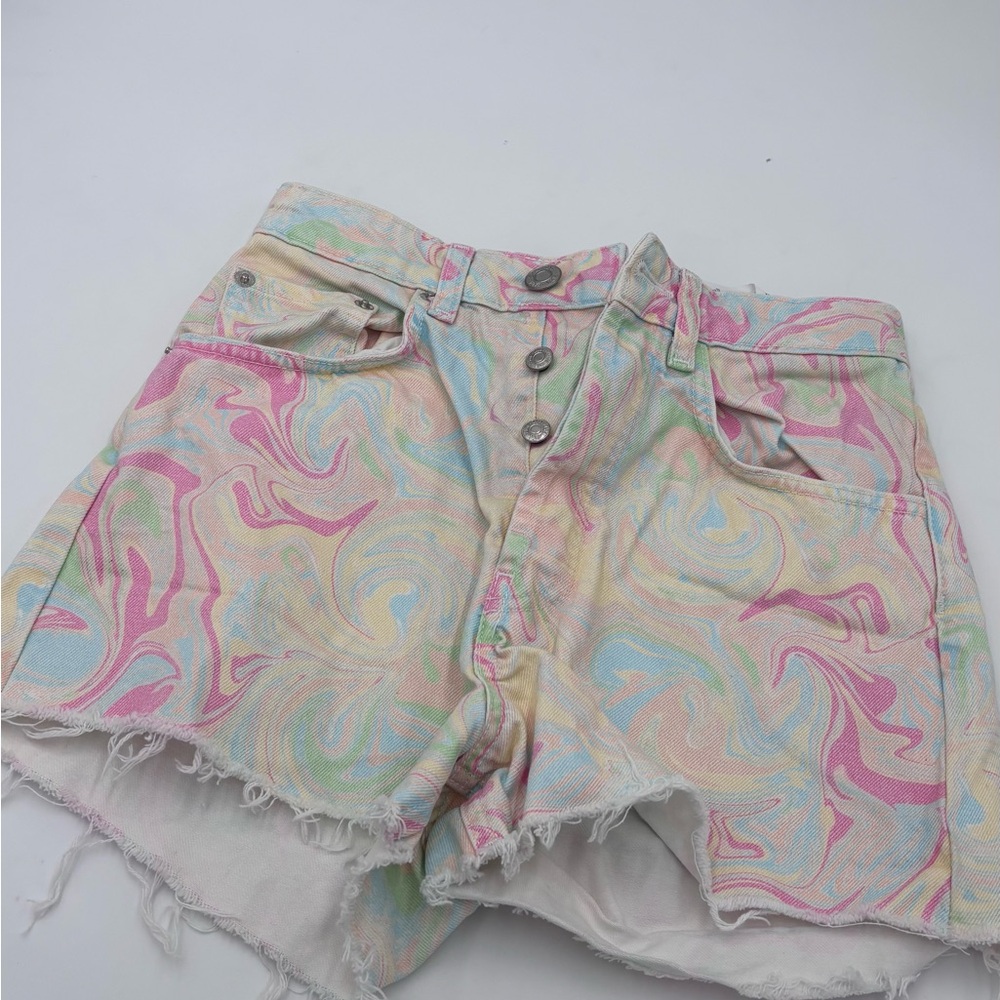 Zara Pastel Patterned Jean Shorts